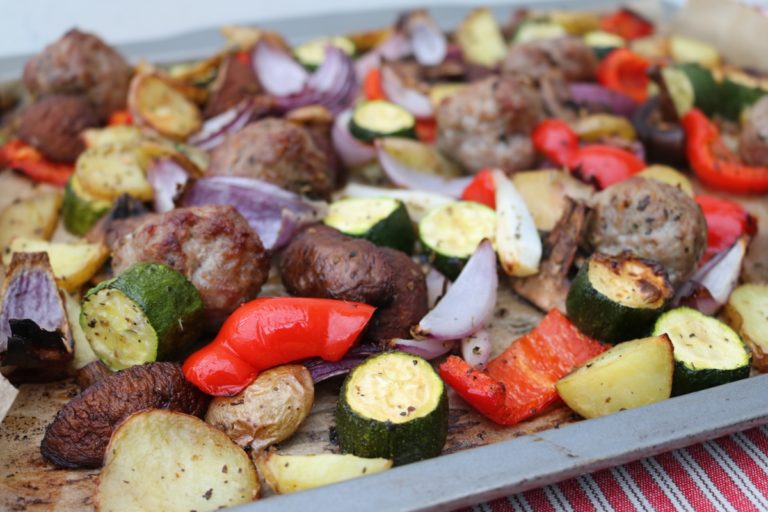 Sausage Meatball Tray Bake - Barbara Cousins